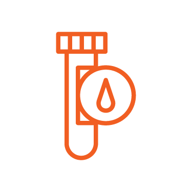 Icons of a medical collection tube and a drop of blood, Blood Tests 